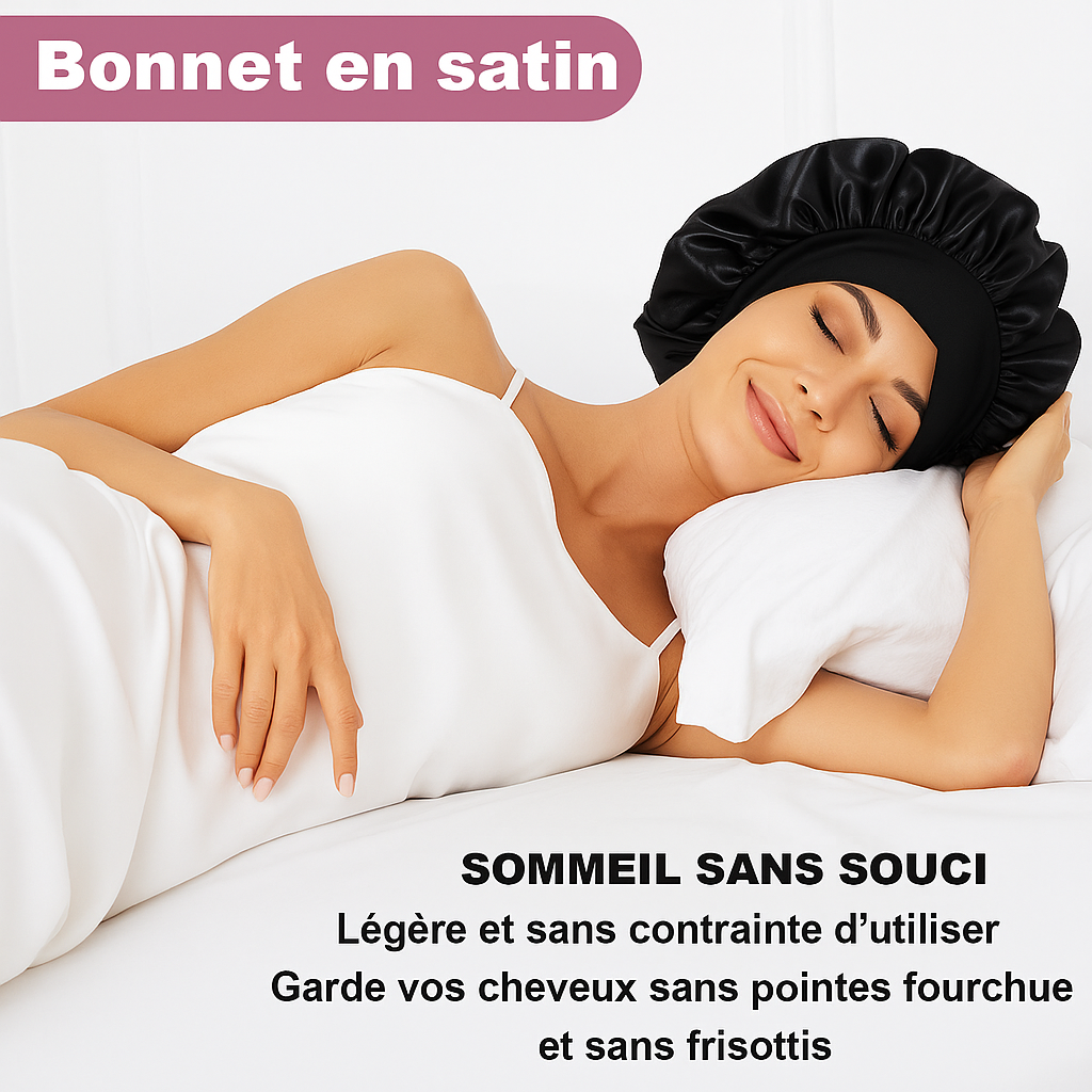 ✨ Protégez vos cheveux pendant la nuit avec notre Bonnet en Satin Premium 4 pièces