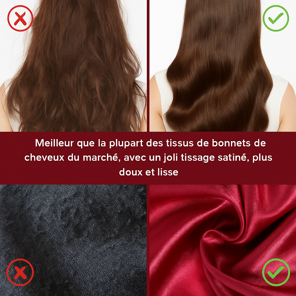 ✨ Protégez vos cheveux pendant la nuit avec notre Bonnet en Satin Premium 4 pièces
