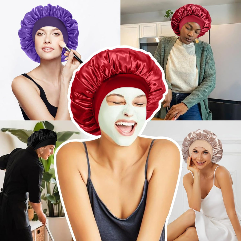 ✨ Protégez vos cheveux pendant la nuit avec notre Bonnet en Satin Premium 4 pièces