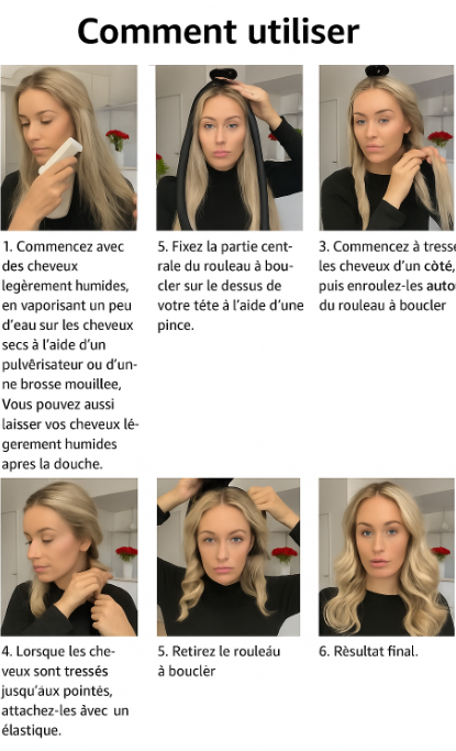 Bigoudi Sans Chaleur en Soie – Boucles Naturelles Sans Fer | Bande Satin Douce avec Pince