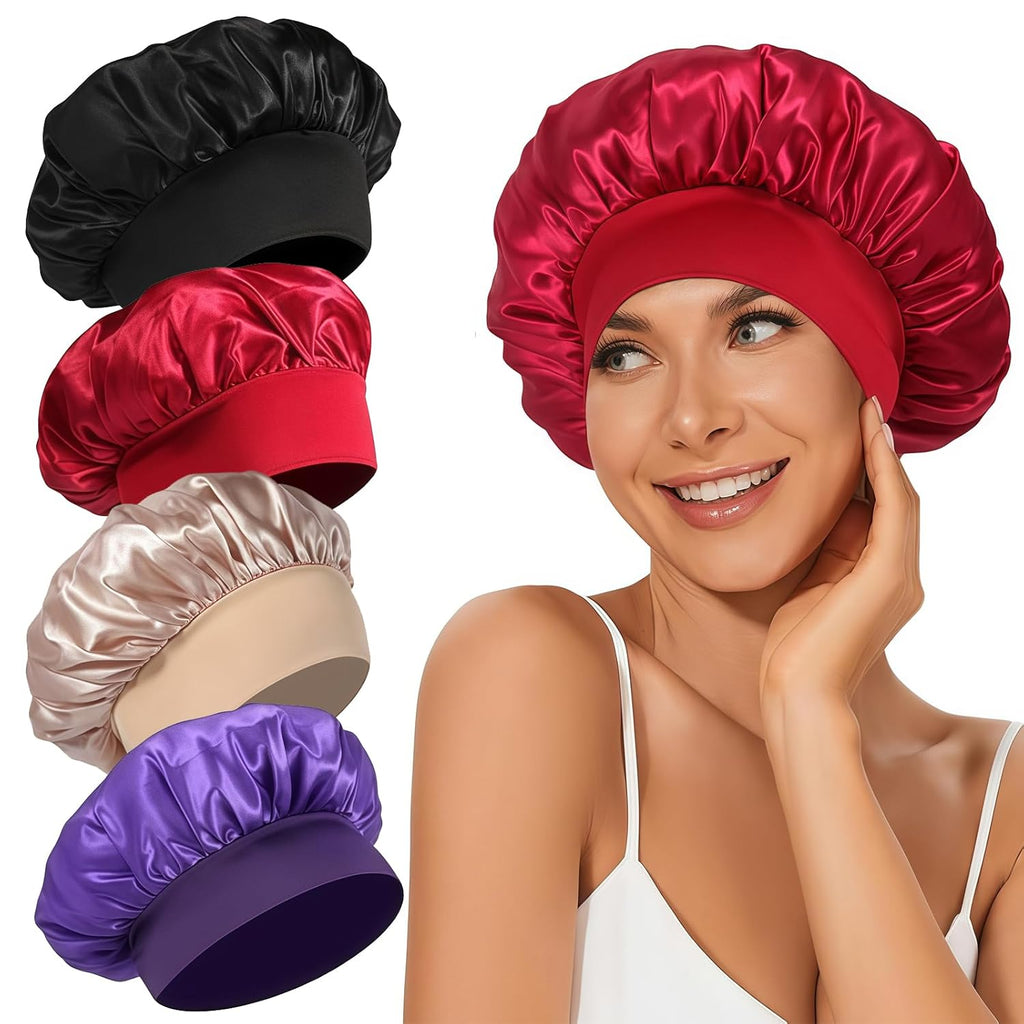 ✨ Protégez vos cheveux pendant la nuit avec notre Bonnet en Satin Premium 4 pièces